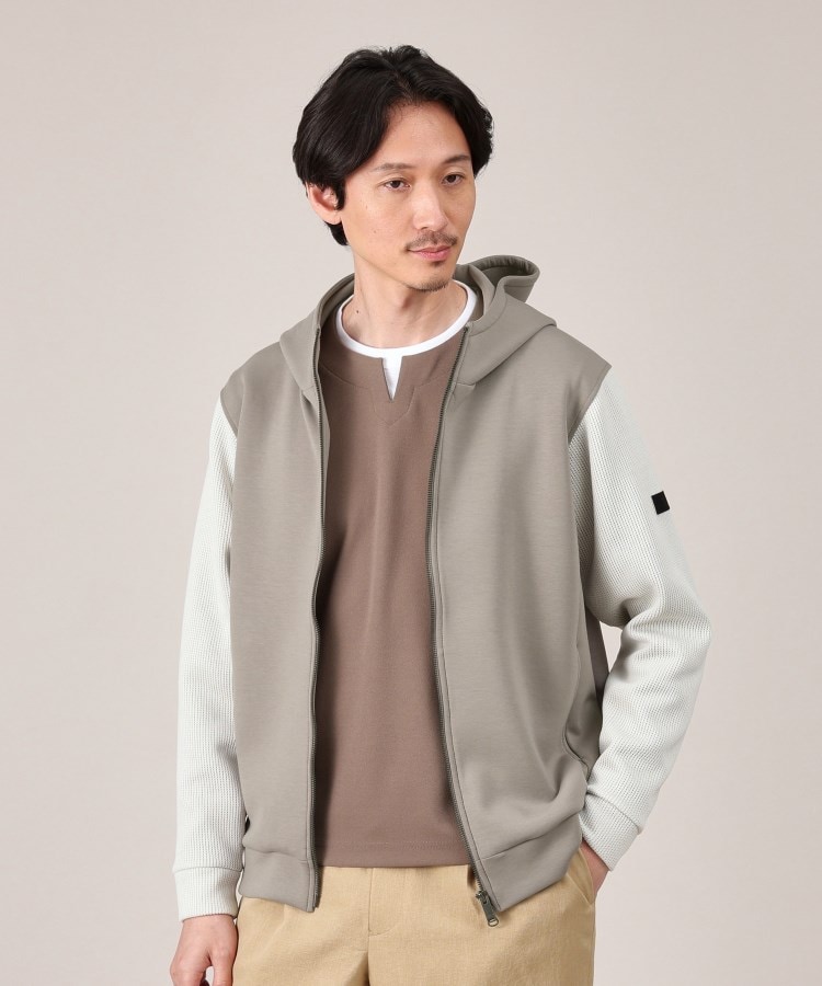 Made in JAPAN】ニットスリーブ ジップアップ パーカー Made in JAPAN】ニットスリーブ ジップアップ パーカー