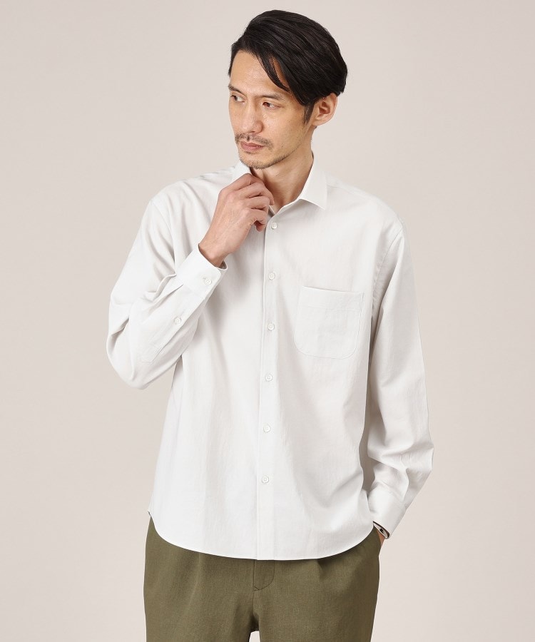 タケオキクチ(TAKEO KIKUCHI)の【Made in JAPAN】麻調ショートカラーシャツ ライトグレー(011)