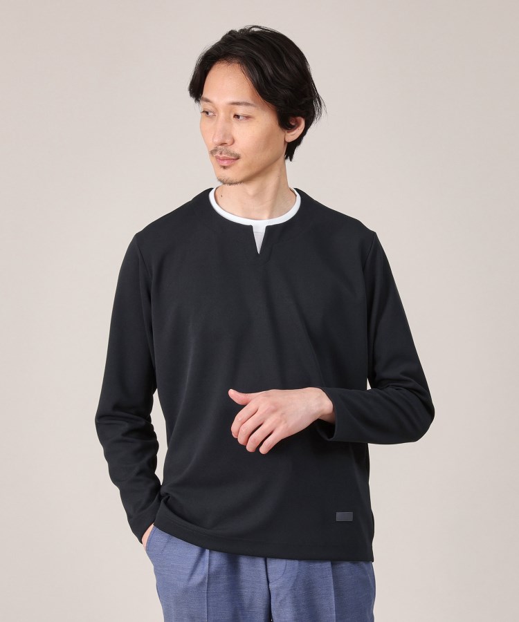 タケオキクチ(TAKEO KIKUCHI)の【Made in JAPAN】フェイクレイヤード　キーネック　カットソー ブルー(093)
