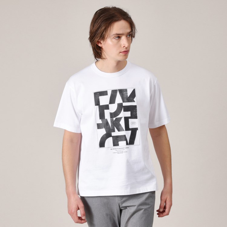 タケオキクチ(TAKEO KIKUCHI)の【Made in JAPAN】パズル柄 半袖ポンチ Tシャツ Ｔシャツ