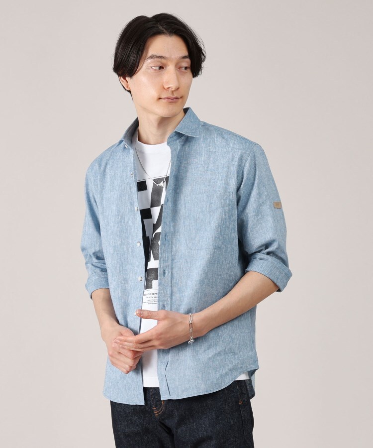 タケオキクチ(TAKEO KIKUCHI)のハイブリッド リネン 7分袖 シャツ28