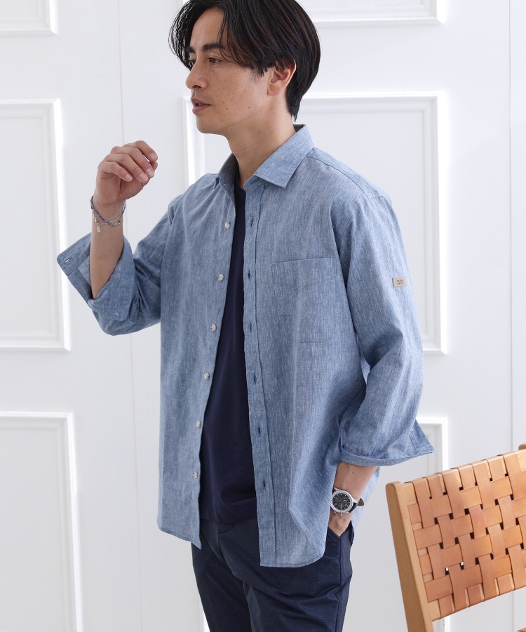 タケオキクチ(TAKEO KIKUCHI)のハイブリッド リネン 7分袖 シャツ33