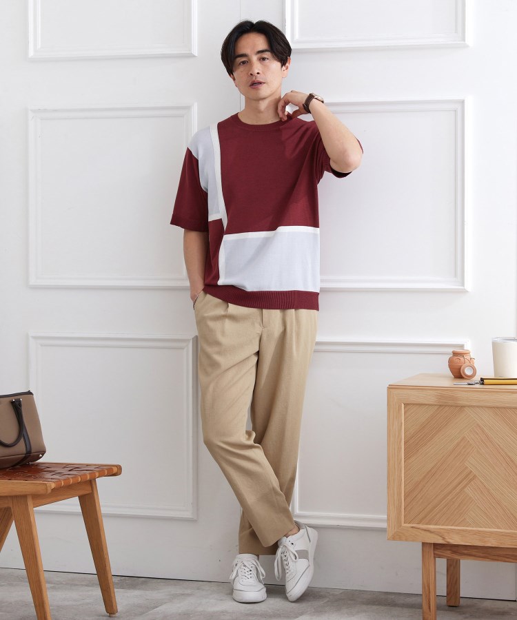タケオキクチ(TAKEO KIKUCHI)のカラーブロッキング プルオーバー ニット19