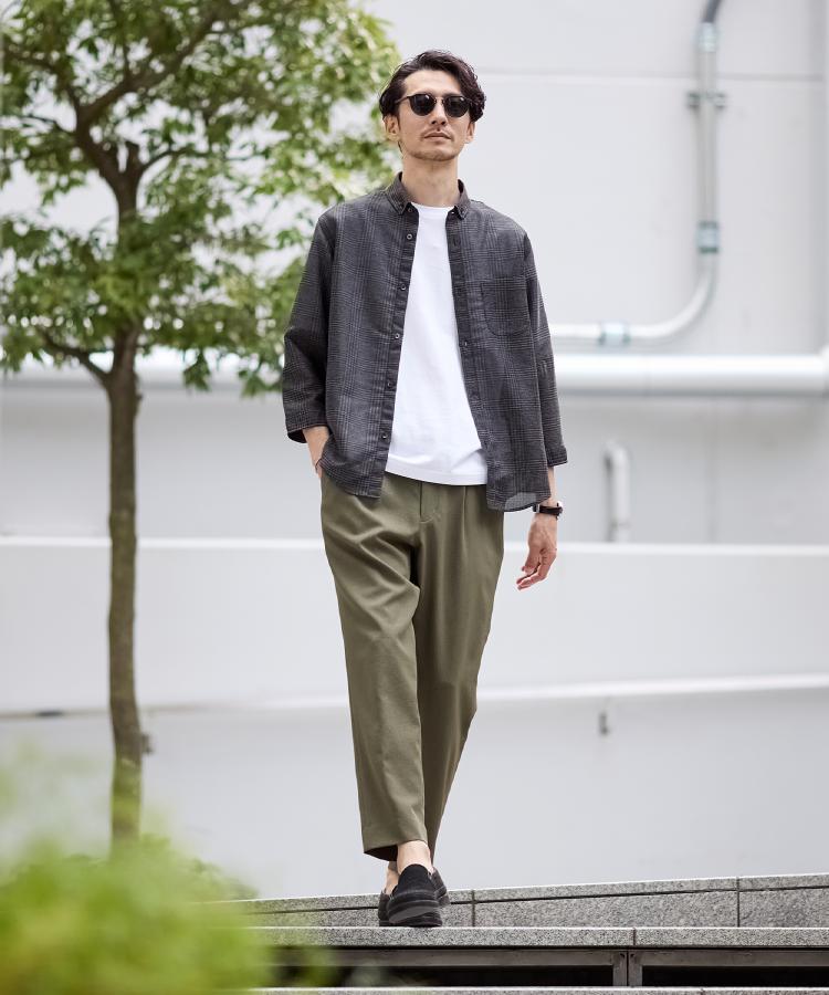 タケオキクチ(TAKEO KIKUCHI)の【Sサイズ～】カラミ織り 7分袖シャツ30