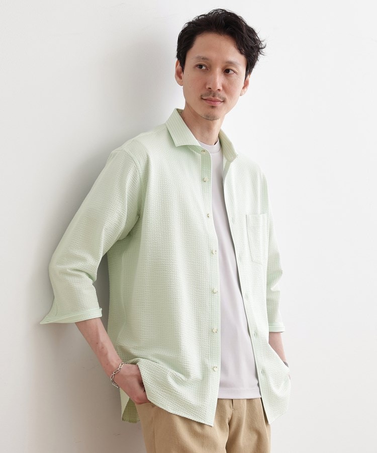 タケオキクチ(TAKEO KIKUCHI)の【抗菌防臭／7分袖】サッカージャージ ストライプシャツ31
