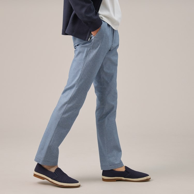 タケオキクチ(TAKEO KIKUCHI)の【Made in JAPAN】播州織 ヘリンボン ストレート パンツ フルレングスパンツ
