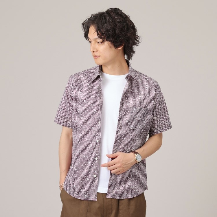 タケオキクチ(TAKEO KIKUCHI)の【Sサイズ～】リップル小花チェック シャツ カジュアルシャツ