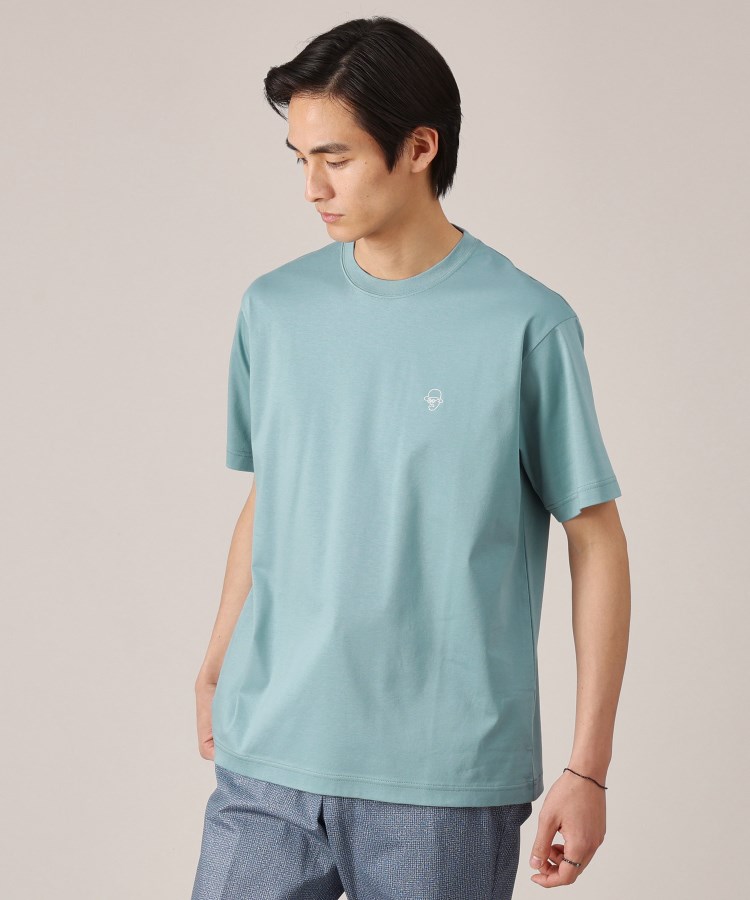 タケオキクチ(TAKEO KIKUCHI)のワンポイント カラー刺繍 Tシャツ ブルー(092)