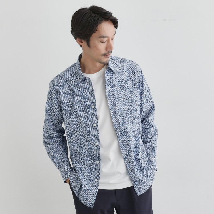タケオキクチ(TAKEO KIKUCHI)の【Sサイズ～】ストライプ小花 長袖シャツ カジュアルシャツ