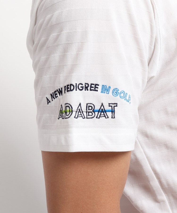 アダバット(メンズ)(adabat(Men))の【日本製】襟裏ロゴデザイン メッシュ調ボーダー半袖ポロシャツ 吸水速乾/UVカット12