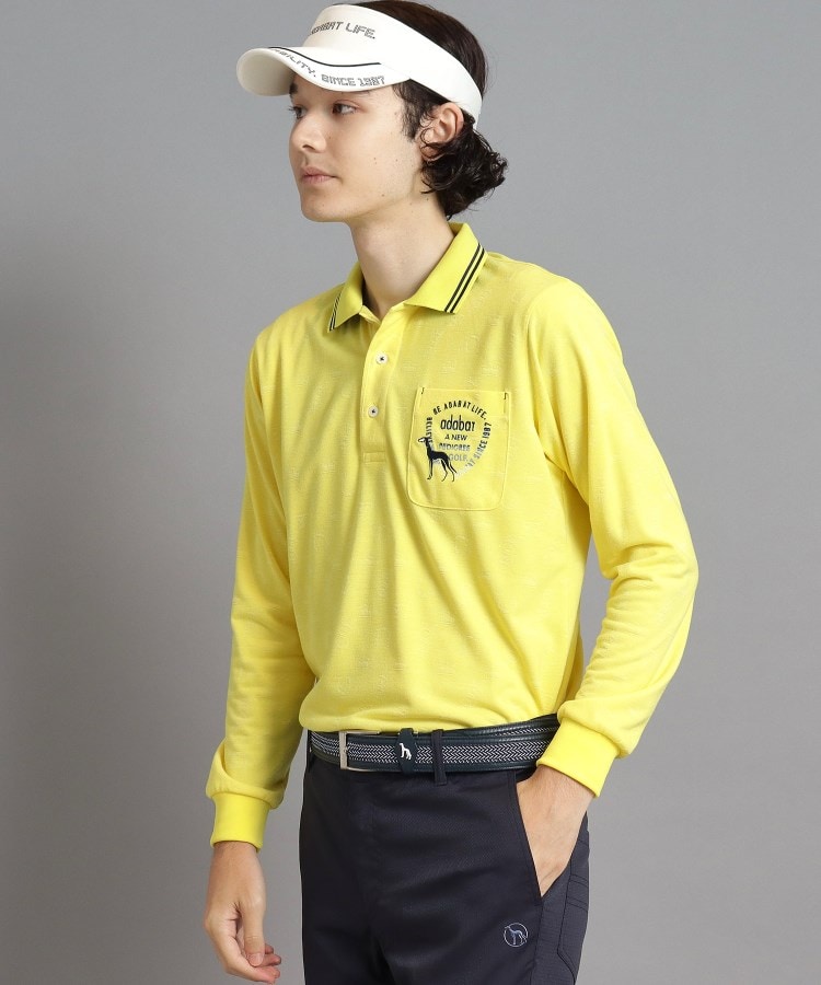 アダバット(メンズ)(adabat(Men))のシャドーロゴデザイン ポケットあり 長袖ポロシャツ5