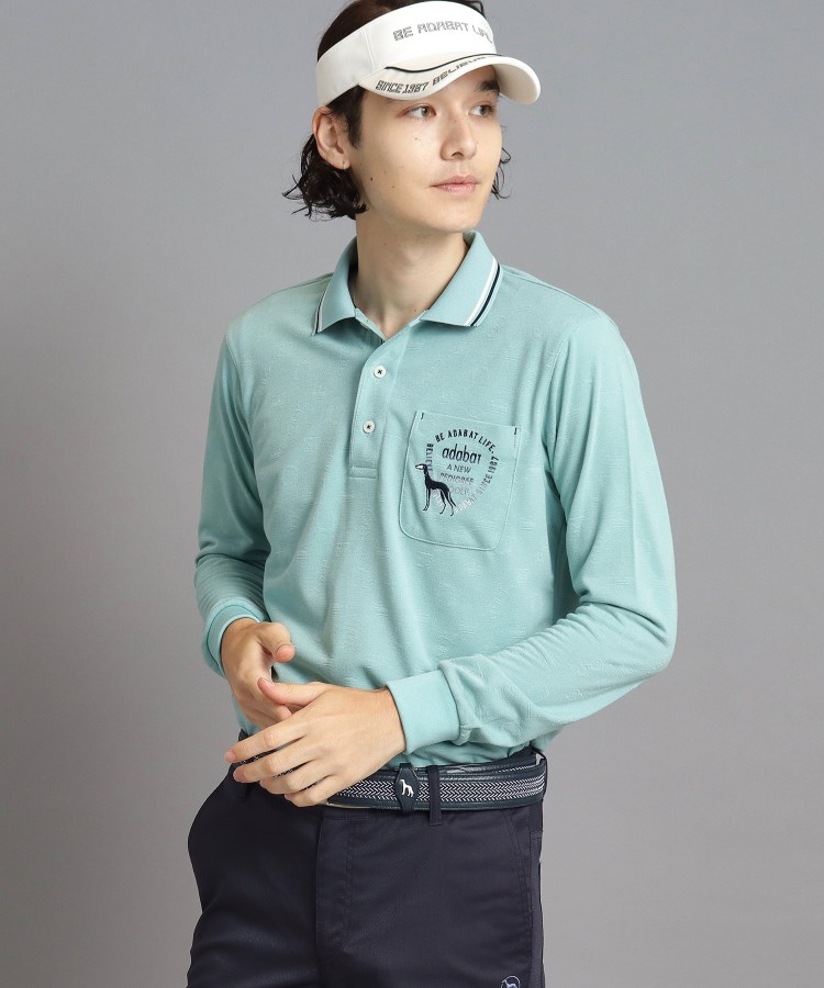 アダバット(メンズ)(adabat(Men))のシャドーロゴデザイン ポケットあり 長袖ポロシャツ8