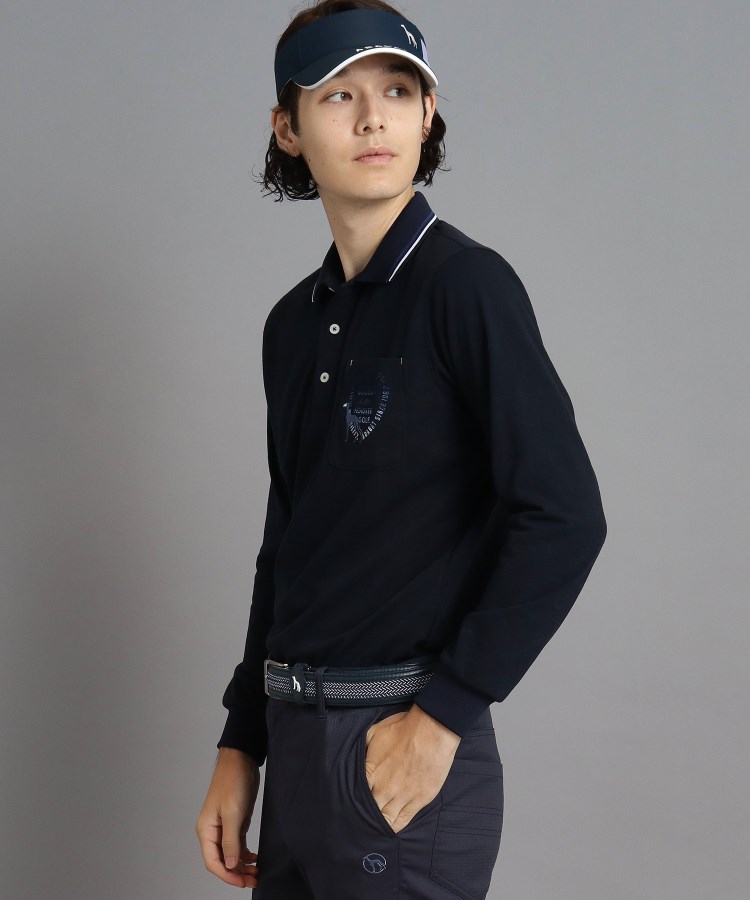 アダバット(メンズ)(adabat(Men))のシャドーロゴデザイン ポケットあり 長袖ポロシャツ11