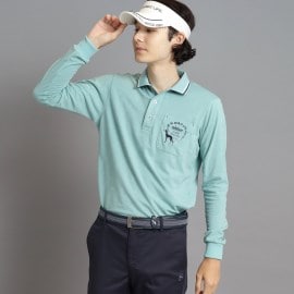 アダバット(メンズ)(adabat(Men))のシャドーロゴデザイン ポケットあり 長袖ポロシャツ