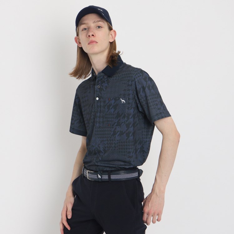 アダバット(メンズ)(adabat(Men))の【UVカット／吸水速乾】千鳥柄 ポケットあり 半袖ポロシャツ ポロシャツ