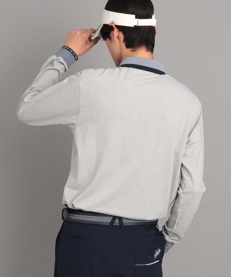 アダバット(メンズ)(adabat(Men))の【UVカット/吸水速乾】ストライプデザイン ポケットあり 長袖ポロシャツ1