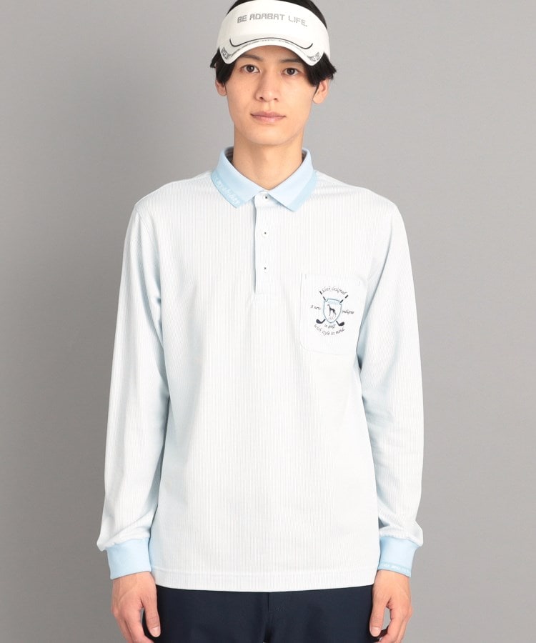 アダバット(メンズ)(adabat(Men))の【UVカット/吸水速乾】ストライプデザイン ポケットあり 長袖ポロシャツ17