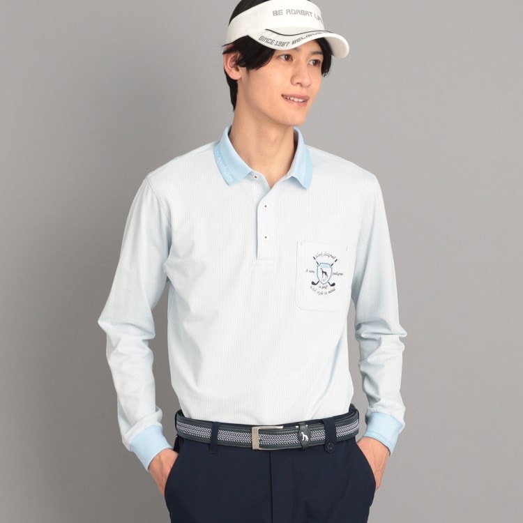 アダバット(メンズ)(adabat(Men))の【UVカット/吸水速乾】ストライプデザイン ポケットあり 長袖ポロシャツ ポロシャツ
