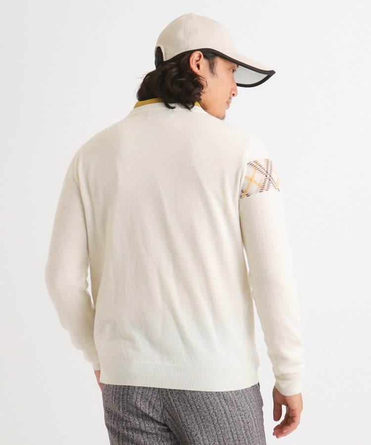 ジャカードチェック柄 長袖カシミヤセーター(ニット/セーター ジャカードチェック柄 長袖カシミヤセーター(ニット/セーター