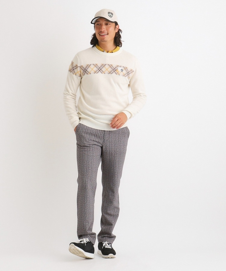 ジャカードチェック柄 長袖カシミヤセーター(ニット/セーター ジャカードチェック柄 長袖カシミヤセーター(ニット/セーター