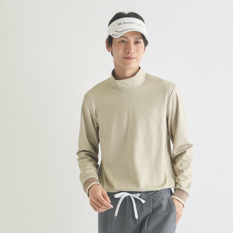 アダバット(メンズ)(adabat(Men))の【ADBT】 幾何学デザイン リブ袖 長袖モックネックプルオーバー カットソー