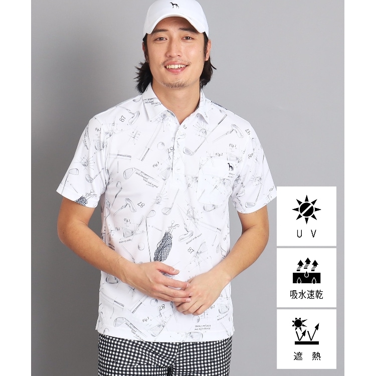 アダバット(メンズ)(adabat(Men))の【UVカット／吸水速乾／遮熱】ゴルフギアデザイン 半袖ポロシャツ