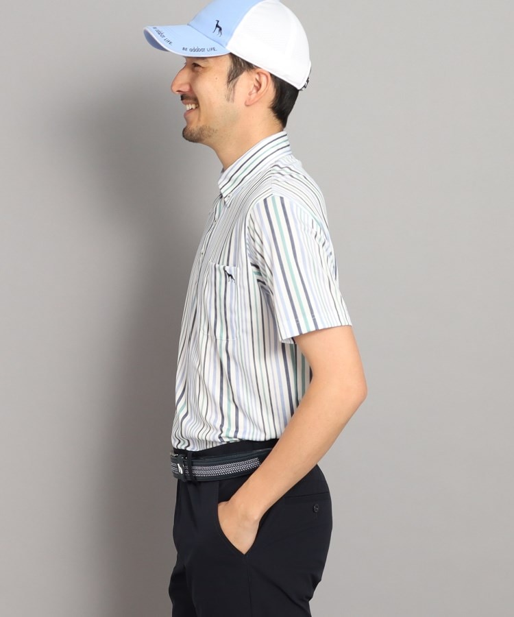 アダバット(メンズ)(adabat(Men))の【UVカット/吸水速乾】ストライプデザイン ポケットあり 半袖ポロシャツ2