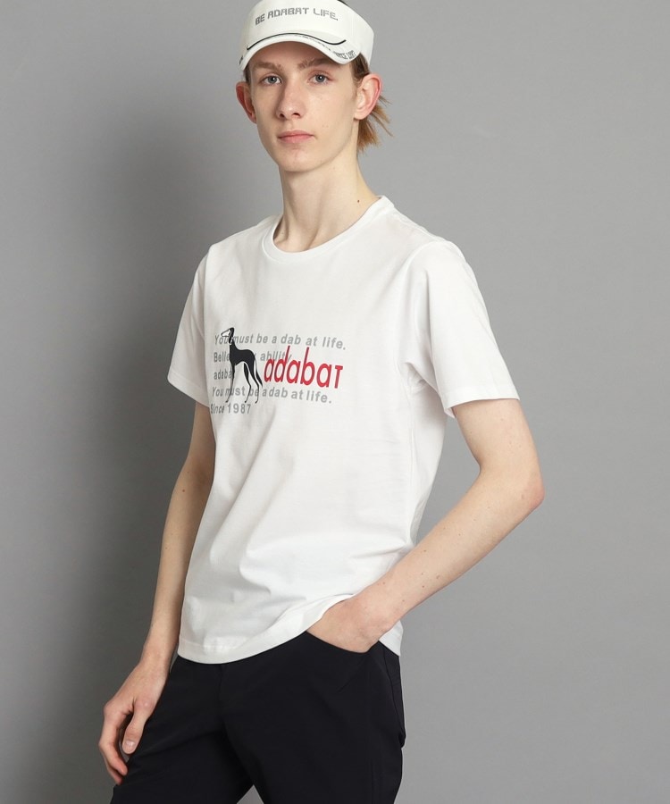 アダバット(メンズ)(adabat(Men))のサルーキロゴデザイン 半袖Tシャツ ホワイト(001)