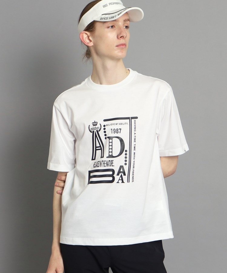 アダバット(メンズ)(adabat(Men))のロゴデザイン組み合わせ 半袖Tシャツ ホワイト(001)
