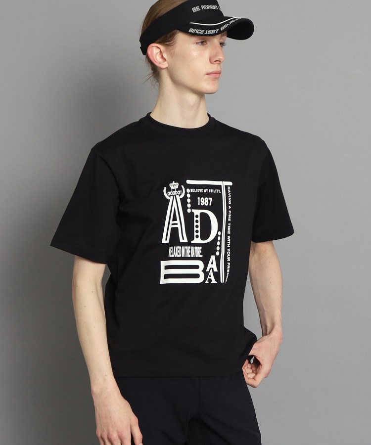アダバット(メンズ)(adabat(Men))のロゴデザイン組み合わせ 半袖Tシャツ ブラック(019)