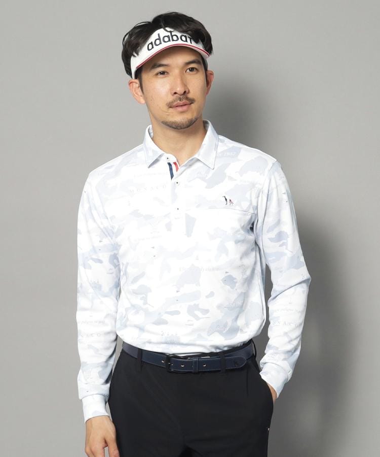 アダバット(メンズ)(adabat(Men))の【新レーベル ADABAT NAVY】UVカット/吸水速乾 モナコリンクス長袖ポロシャツ1