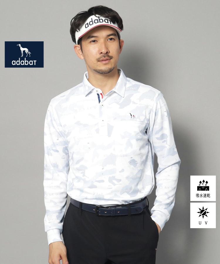 アダバット(メンズ)(adabat(Men))の【新レーベル ADABAT NAVY】UVカット/吸水速乾 モナコリンクス長袖ポロシャツ ホワイト(101)