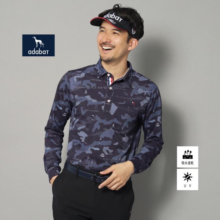 アダバット(メンズ)(adabat(Men))の【新レーベル ADABAT NAVY】UVカット/吸水速乾 モナコリンクス長袖ポロシャツ ポロシャツ