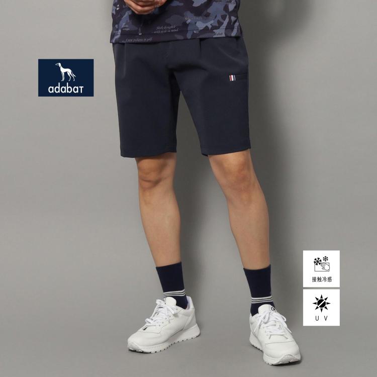 アダバット(メンズ)(adabat(Men))の【新レーベル ADABAT NAVY】UVカット/接触冷感 ストレッチツイルハーフパンツ ショートパンツ