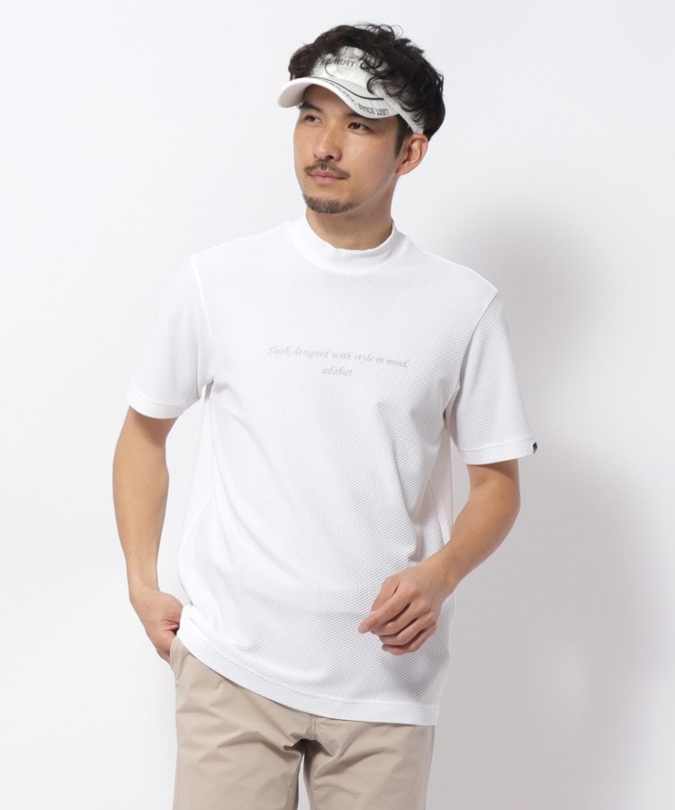 アダバット(メンズ)(adabat(Men))のドライワッフルモックネックT ホワイト(001)