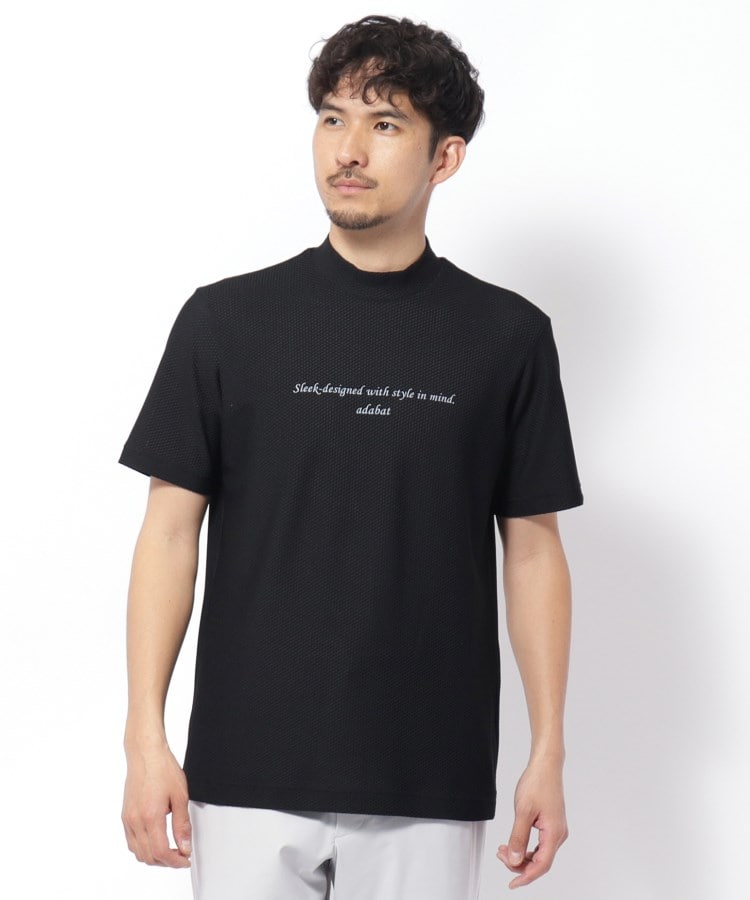アダバット(メンズ)(adabat(Men))のドライワッフルモックネックT ブラック(019)