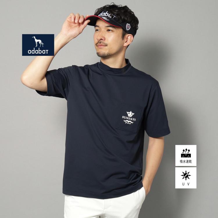 アダバット(メンズ)(adabat(Men))の【新レーベル ADABAT NAVY】UVカット/吸水速乾 ポケット付モックネックT カットソー