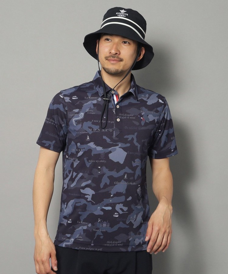 アダバット(メンズ)(adabat(Men))の【新レーベル ADABAT NAVY】UVカット／吸水速乾 モナコリンクスプリントポロシャツ46