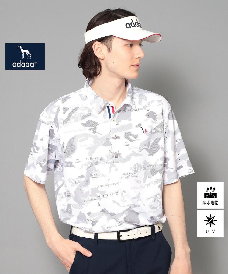 アダバット(メンズ)(adabat(Men))の【新レーベル ADABAT NAVY】UVカット／吸水速乾 モナコリンクスプリントポロシャツ ホワイト(102)