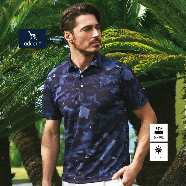 アダバット(メンズ)(adabat(Men))の【新レーベル ADABAT NAVY】UVカット／吸水速乾 モナコリンクスプリントポロシャツ ポロシャツ