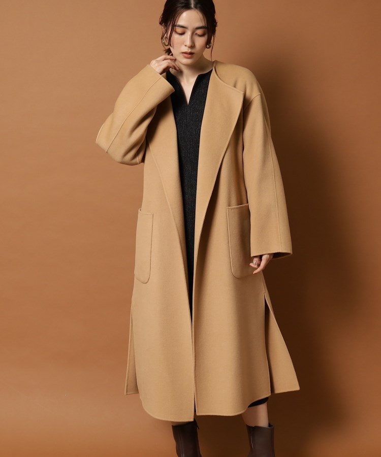 DRESSTERIOR ドレステリア ノーカラーリバーショートコート ロング