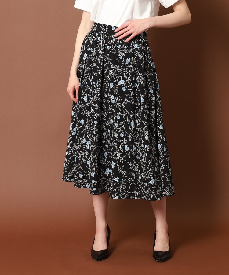 DRESSTERIOR（38）フルールプリントエプロン風ドレス　花柄　スカート