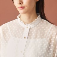EC・博多限定 ドットスタンドフリルブラウス