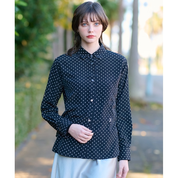 ドレステリア(レディース)(DRESSTERIOR(Ladies))の【大人カジュアル/洗える】ソフトレギュラーカラードットシャツ シャツ・ブラウス