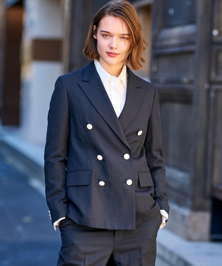 ドレステリア(レディース)(DRESSTERIOR(Ladies))の【セットアップ】リネン混ダブルブレストジャケット18