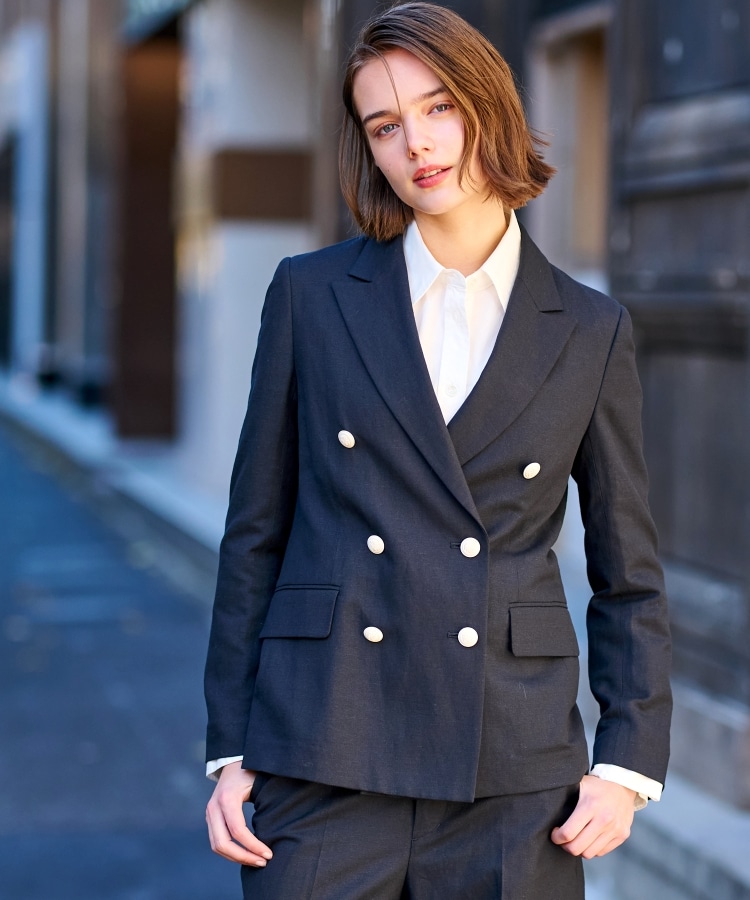 ドレステリア(レディース)(DRESSTERIOR(Ladies))の【セットアップ】リネン混ダブルブレストジャケット19