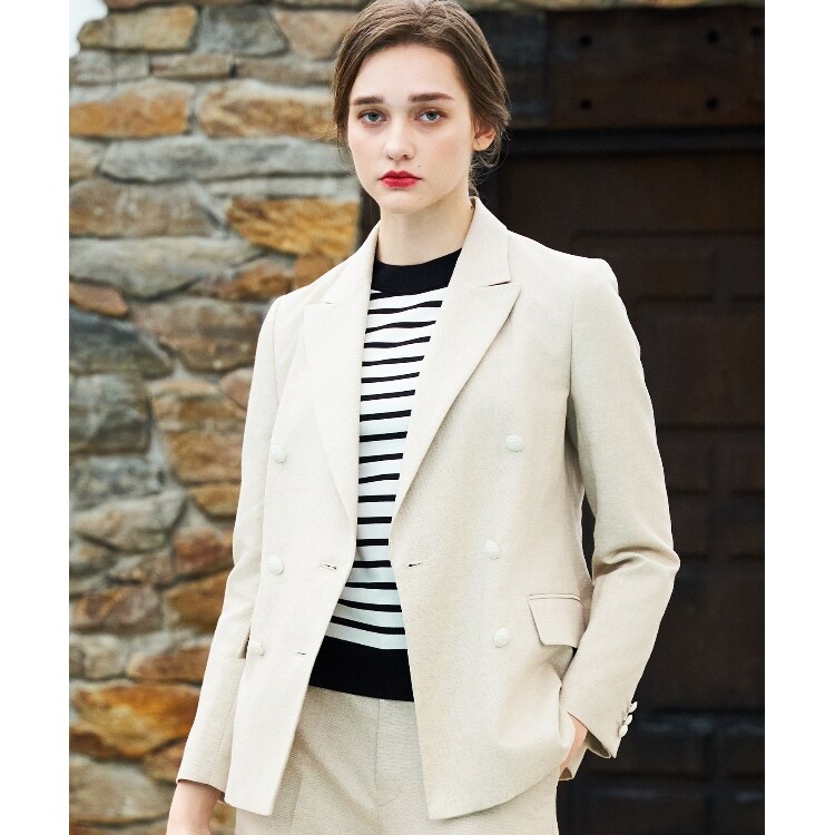 ドレステリア(レディース)(DRESSTERIOR(Ladies))の【セットアップ】リネン混ダブルブレストジャケット テーラードジャケット