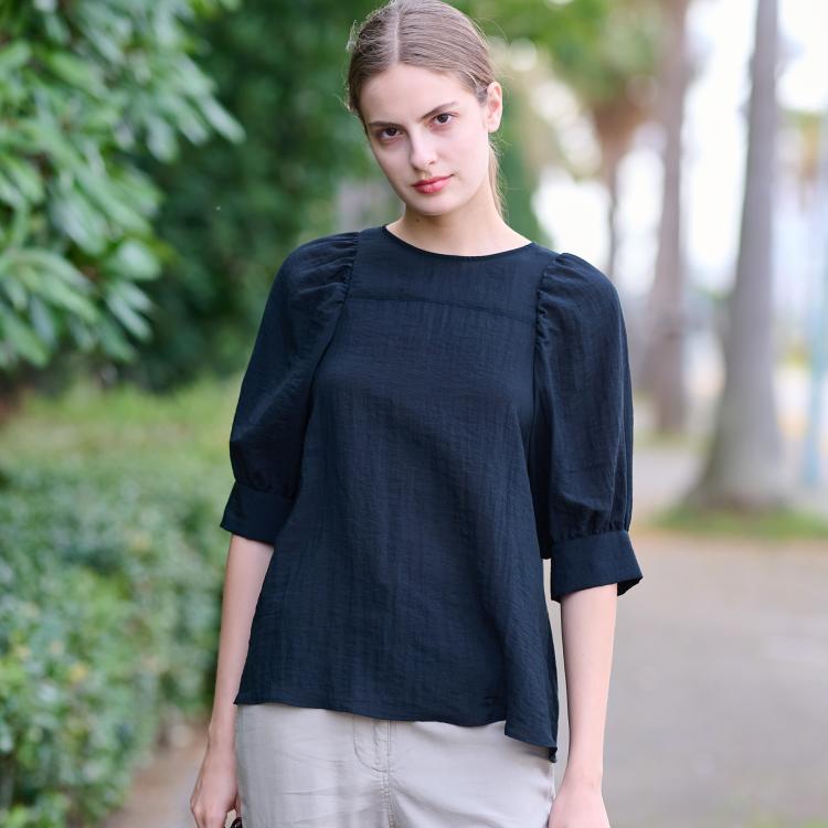 ドレステリア(レディース)(DRESSTERIOR(Ladies))の【洗える/清涼感】ボリュームスリーブバックジップブラウス シャツ・ブラウス