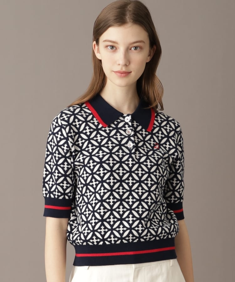 ドレステリア(レディース)(DRESSTERIOR(Ladies))の【大人百花春号掲載 モデル美香さん着用】オーバーラップサークルジャカードポロニット5