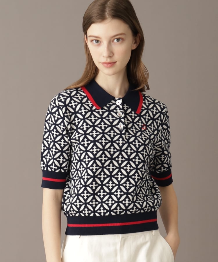 ドレステリア(レディース)(DRESSTERIOR(Ladies))の【大人百花春号掲載 モデル美香さん着用】オーバーラップサークルジャカードポロニット3